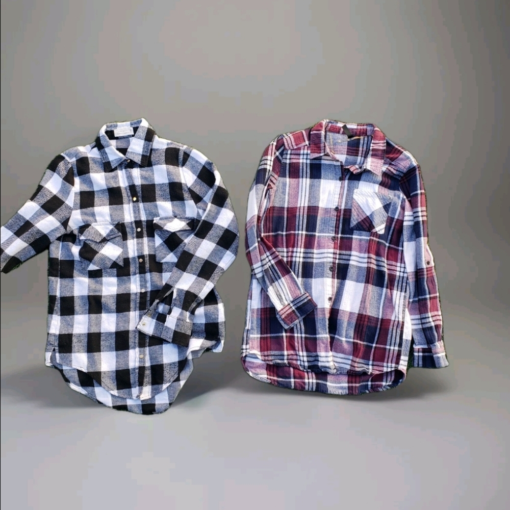 2 Flannel Button Down Shirts (S)